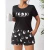 Ekouaer Women’s Pajama Sets Short Sleeve Pjs 2 Piece Top and Shorts Sleepwear Comfy Soft Lounge Sets with Pockets(Moon Print)