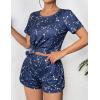 Ekouaer Women’s Pajama Sets Short Sleeve Pjs 2 Piece Top and Shorts Sleepwear Comfy Soft Lounge Sets with Pockets(Navy Blue Sky)