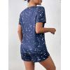 Ekouaer Women’s Pajama Sets Short Sleeve Pjs 2 Piece Top and Shorts Sleepwear Comfy Soft Lounge Sets with Pockets(Navy Blue Sky)