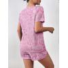 Ekouaer Women’s Pajama Sets Short Sleeve Pjs 2 Piece Top and Shorts Sleepwear Comfy Soft Lounge Sets with Pockets(Pink Floral Print)