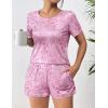 Ekouaer Women’s Pajama Sets Short Sleeve Pjs 2 Piece Top and Shorts Sleepwear Comfy Soft Lounge Sets with Pockets(Pink Floral Print)