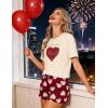 Ekouaer Women’s Pajama Sets Short Sleeve Pjs 2 Piece Top and Shorts Sleepwear Comfy Soft Lounge Sets with Pockets(Red Heart)