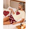 Ekouaer Women’s Pajama Sets Short Sleeve Pjs 2 Piece Top and Shorts Sleepwear Comfy Soft Lounge Sets with Pockets(Red Heart)
