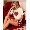 Ekouaer Women’s Pajama Sets Short Sleeve Pjs 2 Piece Top and Shorts Sleepwear Comfy Soft Lounge Sets with Pockets(Red Heart)