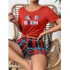 Ekouaer Women’s Pajama Sets Short Sleeve Pjs 2 Piece Top and Shorts Sleepwear Comfy Soft Lounge Sets with Pockets(Red Plaid)