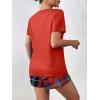 Ekouaer Women’s Pajama Sets Short Sleeve Pjs 2 Piece Top and Shorts Sleepwear Comfy Soft Lounge Sets with Pockets(Red Plaid)
