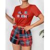 Ekouaer Women’s Pajama Sets Short Sleeve Pjs 2 Piece Top and Shorts Sleepwear Comfy Soft Lounge Sets with Pockets(Red Plaid)