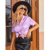 Ekouaer Womens Satin Pajamas Set Button Down 2 Piece Silk Pjs Shorts Set Ruffle Lingerie Notch Collar Sleepwear(Lavender)