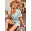 Ekouaer Womens Satin Pajamas Set Button Down 2 Piece Silk Pjs Shorts Set Ruffle Lingerie Notch Collar Sleepwear(Light Green)