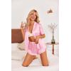 Ekouaer Womens Satin Pajamas Set Button Down 2 Piece Silk Pjs Shorts Set Ruffle Lingerie Notch Collar Sleepwear(Pink)