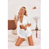 Ekouaer Womens Satin Pajamas Set Button Down 2 Piece Silk Pjs Shorts Set Ruffle Lingerie Notch Collar Sleepwear(White)