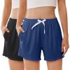 Ekouaer 2 Pack Womens Pajama Shorts 2026 Summer Casual Lounge Sleep Short Ruffle Soft Comfy Pj Bottoms with Pockets(Black+dark Blue)