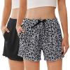 Ekouaer 2 Pack Womens Pajama Shorts 2026 Summer Casual Lounge Sleep Short Ruffle Soft Comfy Pj Bottoms with Pockets(Black+gray Leopard)