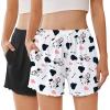 Ekouaer 2 Pack Womens Pajama Shorts 2026 Summer Casual Lounge Sleep Short Ruffle Soft Comfy Pj Bottoms with Pockets(Black+white Cow)
