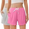 Ekouaer 2 Pack Womens Pajama Shorts 2026 Summer Casual Lounge Sleep Short Ruffle Soft Comfy Pj Bottoms with Pockets(Light Gray/Peachy Pink)