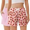Ekouaer 2 Pack Womens Pajama Shorts 2026 Summer Casual Lounge Sleep Short Ruffle Soft Comfy Pj Bottoms with Pockets(Pink+strawberry)