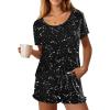 Ekouaer Womens Pajamas Short Sleeve Lounge Set Crew Neck Tops and Ruffle Shorts Pj Sets Soft Sleepwear with Pockets S-XXL