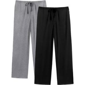 Ekouaer Mens Pajama Pants Lounge Pants with Pockets Soft Sleep Pants Loose Fit Pj Bottoms with Drawstring S-XXL(Black+grey)