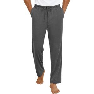 Ekouaer Mens Pajama Pants Lounge Pants with Pockets Soft Sleep Pants Loose Fit Pj Bottoms with Drawstring S-XXL(Deep Grey)