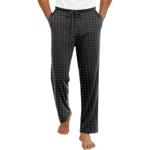Ekouaer Mens Pajama Pants Lounge Pants with Pockets Soft Sleep Pants Loose Fit Pj Bottoms with Drawstring S-XXL(Grey Plaid)