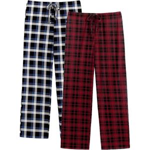 Ekouaer Mens Pajama Pants Lounge Pants with Pockets Soft Sleep Pants Loose Fit Pj Bottoms with Drawstring S-XXL(Red Plaid+blue Plaid)