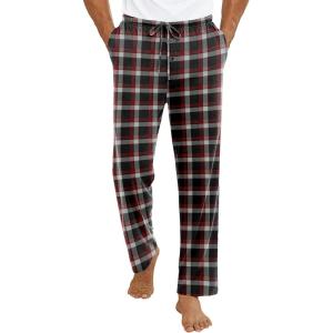Ekouaer Mens Pajama Pants Lounge Pants with Pockets Soft Sleep Pants Loose Fit Pj Bottoms with Drawstring S-XXL(Red/Black/White Plaid)