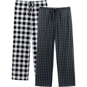 Ekouaer Mens Pajama Pants Lounge Pants with Pockets Soft Sleep Pants Loose Fit Pj Bottoms with Drawstring S-XXL(White Plaid+grey Plaid)