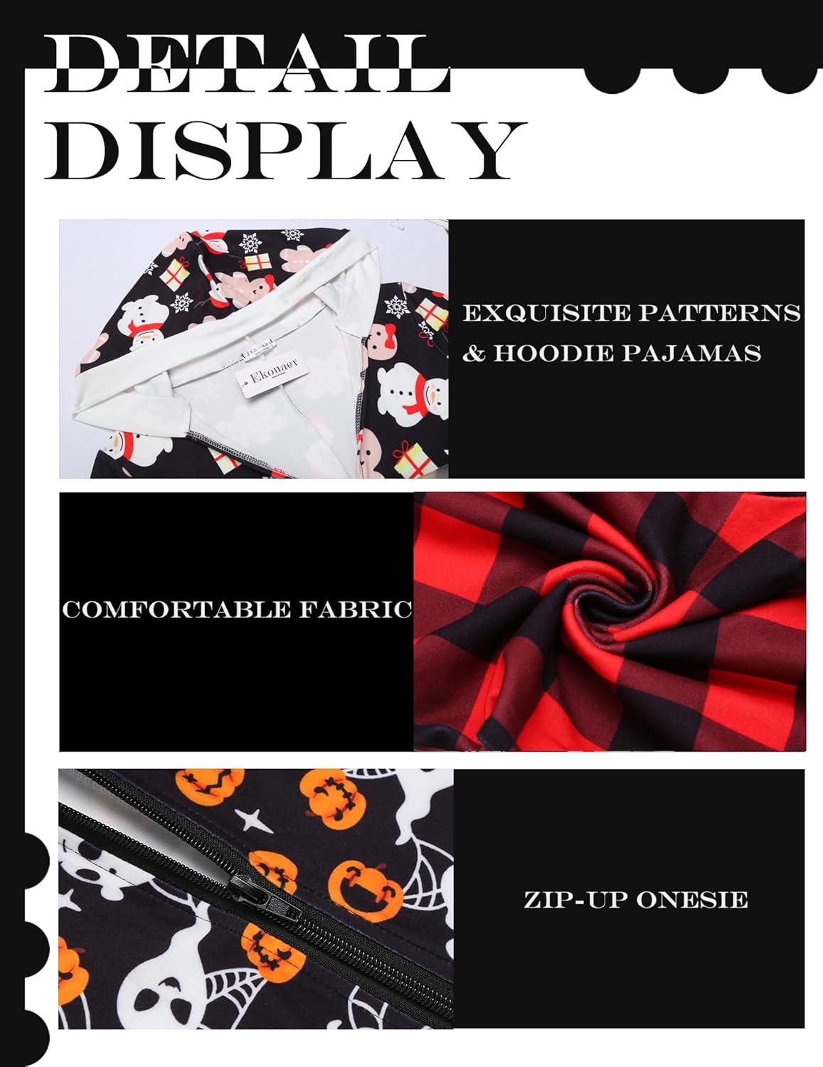 imageEkouaer Christmas Onesie Women Sexy Pajamas Zipper Halloween Onepiece Bodycon Outfit Jumpsuit Costume SXXLCandy Cane Print