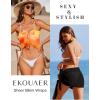 Ekouaer 2 Pcs Sarong Coverups for Women Beach Wrap Skirt Chiffon Swimsuit Coverup for Swimwear S-XXL(B-black/Orange Yellow)
