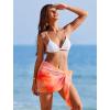 Ekouaer 2 Pcs Sarong Coverups for Women Beach Wrap Skirt Chiffon Swimsuit Coverup for Swimwear S-XXL(B-black/Red Orange)