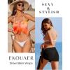 Ekouaer 2 Pcs Sarong Coverups for Women Beach Wrap Skirt Chiffon Swimsuit Coverup for Swimwear S-XXL(B-black/Red Orange)