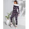 Ekouaer Christmas Onesie Women Sexy Pajamas Zipper Halloween Onepiece Bodycon Outfit Jumpsuit Costume S-XXL(Black Deer Print)