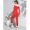 Ekouaer Christmas Onesie Women Sexy Pajamas Zipper Halloween Onepiece Bodycon Outfit Jumpsuit Costume S-XXL(Candy Cane Print)