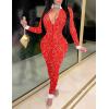 Ekouaer Christmas Onesie Women Sexy Pajamas Zipper Halloween Onepiece Bodycon Outfit Jumpsuit Costume S-XXL(Candy Cane Print)