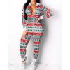 Ekouaer Christmas Onesie Women Sexy Pajamas Zipper Halloween Onepiece Bodycon Outfit Jumpsuit Costume S-XXL(Christmas Snowflake Elk)