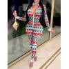 Ekouaer Christmas Onesie Women Sexy Pajamas Zipper Halloween Onepiece Bodycon Outfit Jumpsuit Costume S-XXL(Christmas Snowflake Elk)