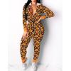 Ekouaer Christmas Onesie Women Sexy Pajamas Zipper Halloween Onepiece Bodycon Outfit Jumpsuit Costume S-XXL(Yellow Pumpkin Print)