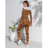Ekouaer Christmas Onesie Women Sexy Pajamas Zipper Halloween Onepiece Bodycon Outfit Jumpsuit Costume S-XXL(Yellow Pumpkin Print)