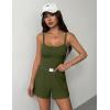 Ekouaer Lounge Sets for Women 2 Piece Sleeveless Pajamas Sets Knit Casual Summer Cami Tank Tops and Shorts(Army Green)