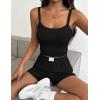 Ekouaer Lounge Sets for Women 2 Piece Sleeveless Pajamas Sets Knit Casual Summer Cami Tank Tops and Shorts(Black)