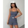 Ekouaer Lounge Sets for Women 2 Piece Sleeveless Pajamas Sets Knit Casual Summer Cami Tank Tops and Shorts(Blue Gray)