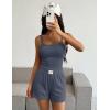 Ekouaer Lounge Sets for Women 2 Piece Sleeveless Pajamas Sets Knit Casual Summer Cami Tank Tops and Shorts(Blue Gray)