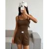 Ekouaer Lounge Sets for Women 2 Piece Sleeveless Pajamas Sets Knit Casual Summer Cami Tank Tops and Shorts(Brown)
