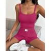 Ekouaer Lounge Sets for Women 2 Piece Sleeveless Pajamas Sets Knit Casual Summer Cami Tank Tops and Shorts(Hot Pink)