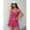 Ekouaer Lounge Sets for Women 2 Piece Sleeveless Pajamas Sets Knit Casual Summer Cami Tank Tops and Shorts(Hot Pink)