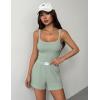 Ekouaer Lounge Sets for Women 2 Piece Sleeveless Pajamas Sets Knit Casual Summer Cami Tank Tops and Shorts(Ice Green)