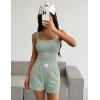 Ekouaer Lounge Sets for Women 2 Piece Sleeveless Pajamas Sets Knit Casual Summer Cami Tank Tops and Shorts(Ice Green)