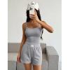 Ekouaer Lounge Sets for Women 2 Piece Sleeveless Pajamas Sets Knit Casual Summer Cami Tank Tops and Shorts(Light Gray)