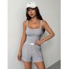 Ekouaer Lounge Sets for Women 2 Piece Sleeveless Pajamas Sets Knit Casual Summer Cami Tank Tops and Shorts(Light Gray)