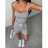 Ekouaer Lounge Sets for Women 2 Piece Sleeveless Pajamas Sets Knit Casual Summer Cami Tank Tops and Shorts(Light Gray)